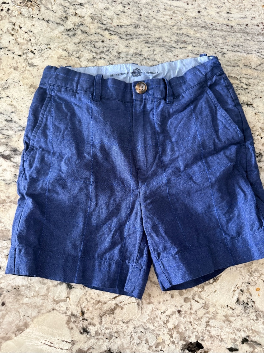 Boys Navy Linen-Blend Casual Shorts
